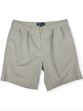 VINTAGE Polo Ralph Lauren Tyler Shorts Mens 38 Khaki Pleated Chino Classic Fit